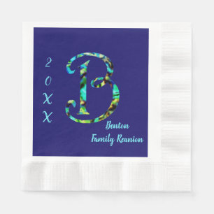 Serviette En Papier Famille Réunion Bleu Cravate B Monogramme Collecte