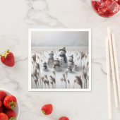 Serviette En Papier Famille Snowman En Campagne (En situation)