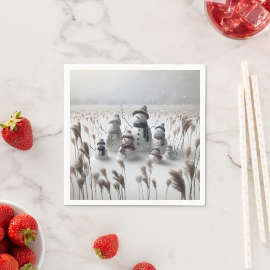 Serviette En Papier Famille Snowman En Campagne (En situation)