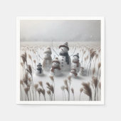 Serviette En Papier Famille Snowman En Campagne (Devant)
