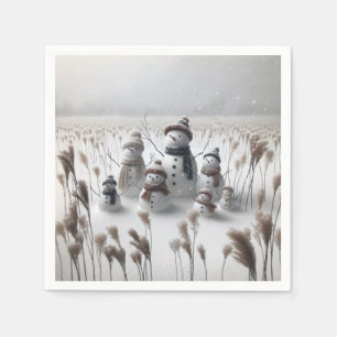 Serviette En Papier Famille Snowman En Campagne