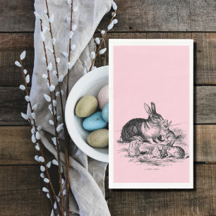 Serviette En Papier Famille vintage de lapin - dessin