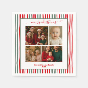Serviette En Papier famille Warm Stripes Photo joyeux Noël