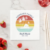 Serviette En Papier Family Beach House Palm Trees Papier Rétro (En situation)