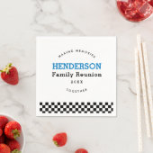 Serviette En Papier Family Reunion Checkered Black And White Retro (En situation)