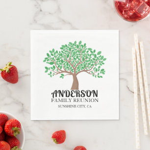 Serviette En Papier Family Tree Reunion Green Feuilles