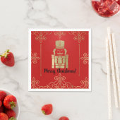 Serviette En Papier Fancy Elegant Gold & Red Nutcracker Holiday Party (En situation)