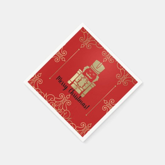 Serviette En Papier Fancy Elegant Gold & Red Nutcracker Holiday Party (Coin)