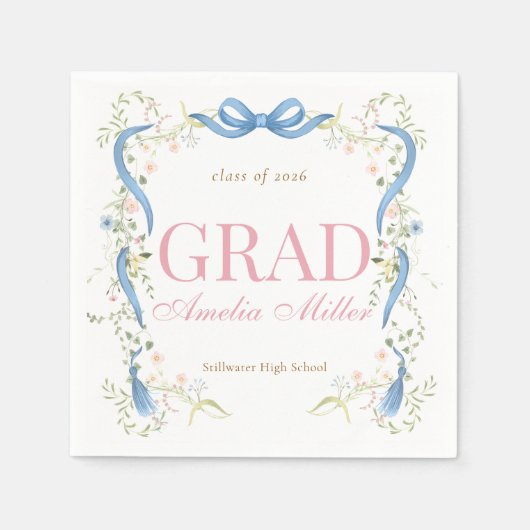 Serviette En Papier Fancy Florals Diplômé (Devant)