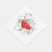 Serviette En Papier Fancy Heart Red Love Napkins (Coin)