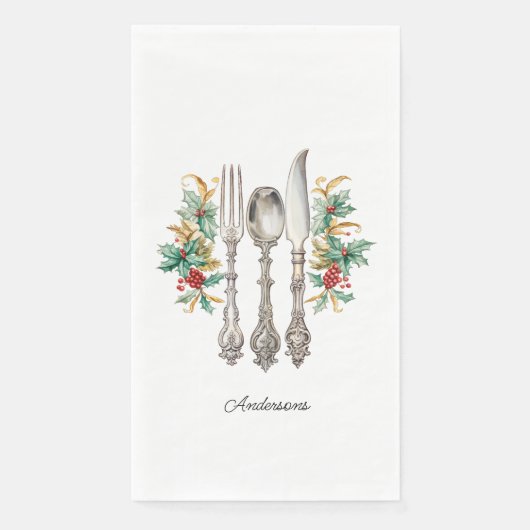 Serviette En Papier Fancy Holiday Silverware Papier Personnalisé Napki (Devant)