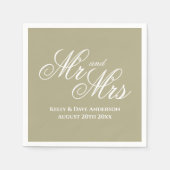 Serviette En Papier Fancy sauge vert M & Mme serviettes de mariage (Devant)