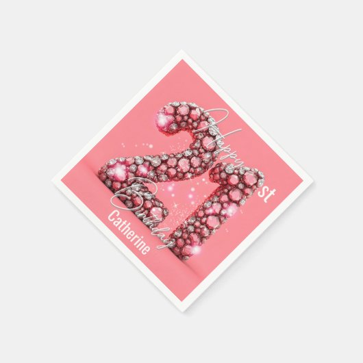 Serviette En Papier Fancy Sparkling Diamond-Encrusted 21e anniversaire (Coin)
