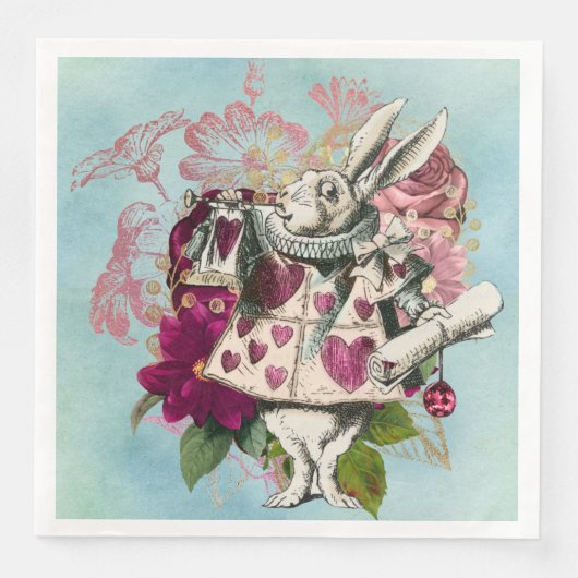 Serviette En Papier Fancy Wonderland White Rabbit (Devant)