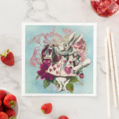 Serviette En Papier Fancy Wonderland White Rabbit (En situation)