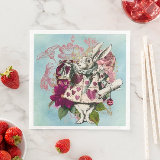Serviette En Papier Fancy Wonderland White Rabbit (En situation)