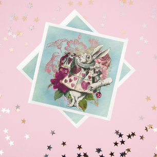 Serviette En Papier Fancy Wonderland White Rabbit
