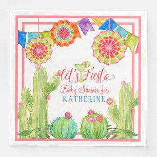 Serviette En Papier Fanions de cactus de baby shower de fille de