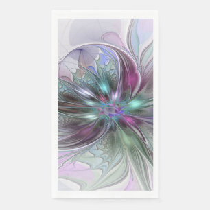 Serviette En Papier Fantaisie Abstraite Moderne Fleur Fractale Colorée