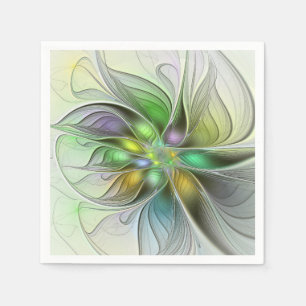 Serviette En Papier Fantaisie de fleurs colorées abstraites modernes f