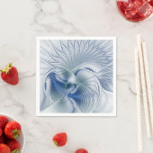 Serviette En Papier Fantaisie dynamique Abstrait Tons bleus Art fracta (En situation)