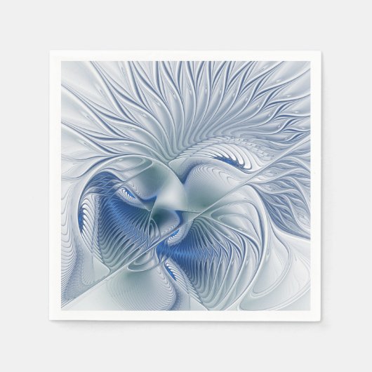 Serviette En Papier Fantaisie dynamique Abstrait Tons bleus Art fracta (Devant)