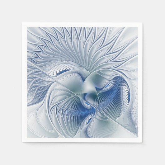 Serviette En Papier Fantaisie dynamique Abstrait Tons bleus Art fracta (Devant)