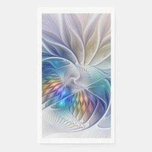 Serviette En Papier Fantaisie florale, fleur fractale abstraite coloré