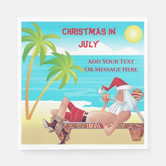 Serviette En Papier Fantaisie Noël du Père Noël En Juillet Fête D'Été (Devant)