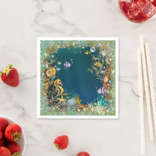 Serviette En Papier Fantaisie Sous La Fête D'Anniversaire Mer (En situation)