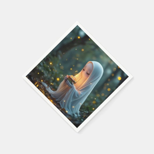 Serviette En Papier Fantôme avec un gâteau d'anniversaire (Coin)