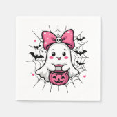 Serviette En Papier Fantôme éffrayant avec Pink Bow Sensibilisation au (Devant)