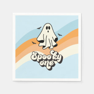 Serviette En Papier Fantôme groovy rétro Halloween Effrayant Un Bleu