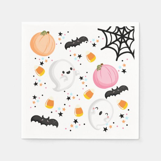 Serviette En Papier Fantôme rose mignon Halloween Fête d'anniversaire (Devant)