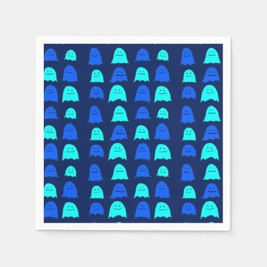 Serviette En Papier Fantômes d'Halloween bleu vif (Devant)