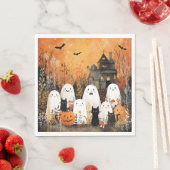 Serviette En Papier fantômes d'Halloween, chats noirs et chauves-souri (En situation)