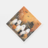 Serviette En Papier fantômes d'Halloween, chats noirs et chauves-souri (Coin)