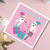 Serviette En Papier Fantômes du Père Noël avec arbre de Noël & présent