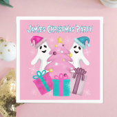 Serviette En Papier Fantômes du Père Noël avec arbre de Noël & présent