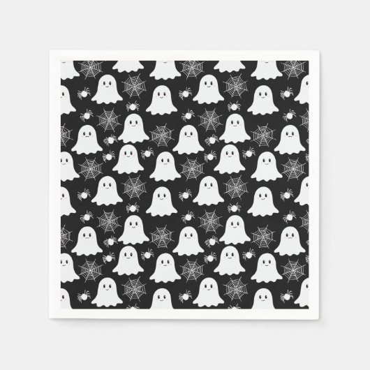 Serviette En Papier Fantômes mignons | Araignées | Spider Webs Hallowe (Devant)