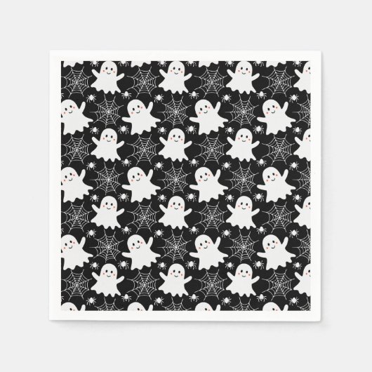Serviette En Papier Fantômes mignons | Araignées | Spider Webs Hallowe (Devant)