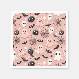 Serviette En Papier Fantômes roses et Halloween Motif sans couture