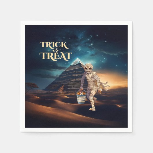Serviette En Papier Farce ou Friandise d'Halloween Mummy (Devant)