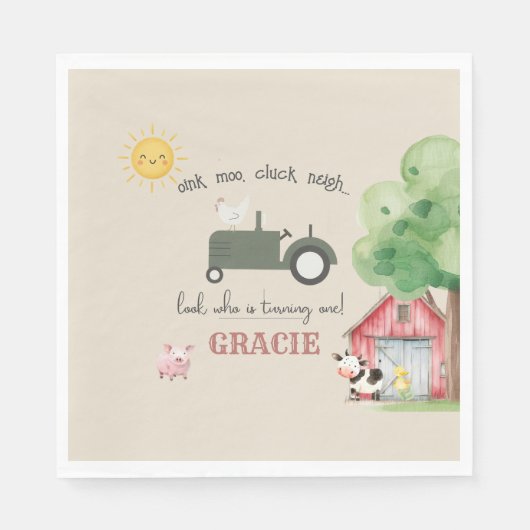 Serviette En Papier Farm and Animals Birthday Paper  (Devant)