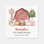 Serviette En Papier Farm Animals, Cute Animals, Barn, First Birthday (Devant)