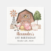Serviette En Papier Farm Animals, Cute Animals, Barn, First Birthday (Devant)