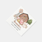 Serviette En Papier Farm Animals, Cute Animals, Barn, First Birthday (Coin)