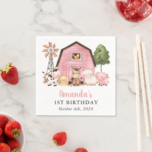 Serviette En Papier Farm Animals, Cute Animals, Barn, First Birthday (En situation)