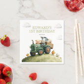Serviette En Papier Farm Animals Green Tractor Birthday (En situation)