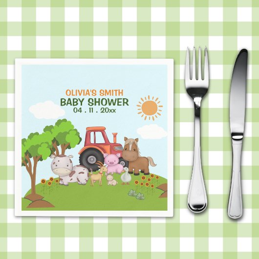 Serviette En Papier Farm Barnyard Baby Shower